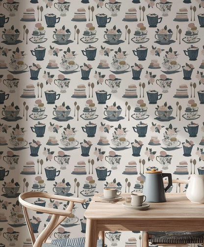Paper Texture Wallpaper Tea Party Dessert Wall Mural