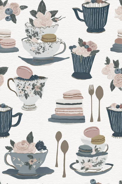 Paper Texture Wallpaper Tea Party Dessert Wall Mural