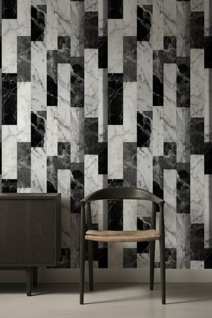 Modern Black Marble Wallpaper Geometric Pattern Luxury Removable Wall Decor Wallpaper