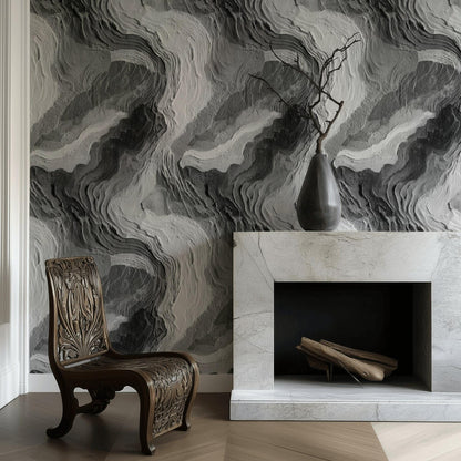 Black White Abstract Texture Wallpaper Painted Wall Mural Peel and Stick Modern Art