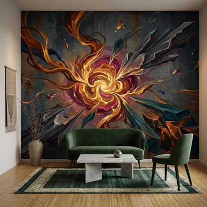Abstract Explosion Wallpaper Mural, Modern Art Wall Decor, Bold Statement Wall Design