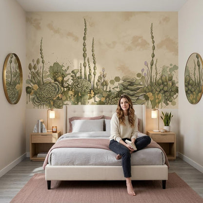 Organic Landscape Wallpaper Mural, Artistic Nature Scene Wall Art, Modern Earth Tone Wall Decor