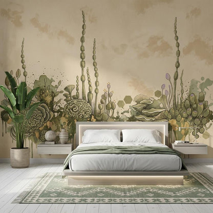 Organic Landscape Wallpaper Mural, Artistic Nature Scene Wall Art, Modern Earth Tone Wall Decor