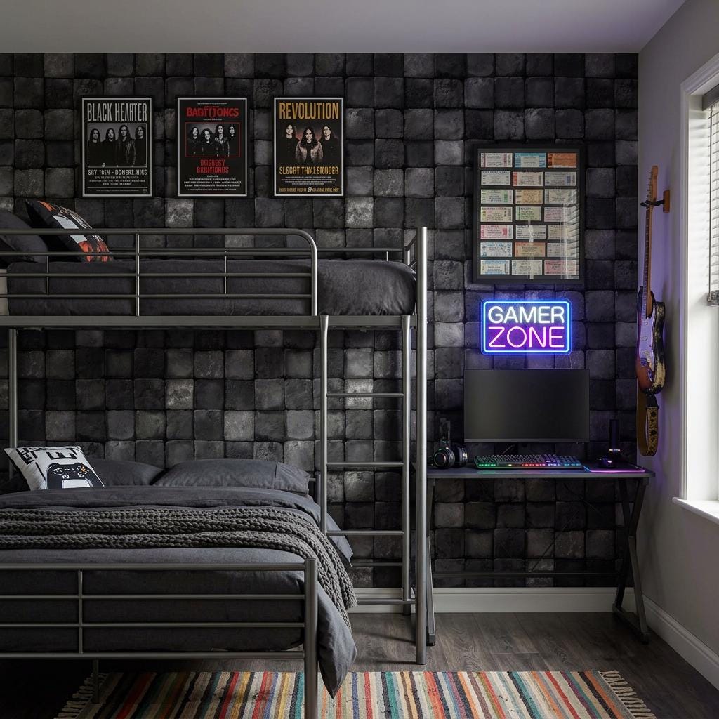 Black Stone Wallpaper Tile Grid Industrial Texture Wall Mural