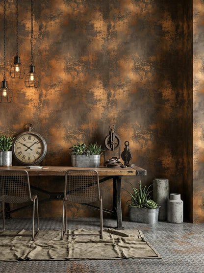 Metallic Grunge Wallpaper Distressed Texture Industrial Patina Wall Mural