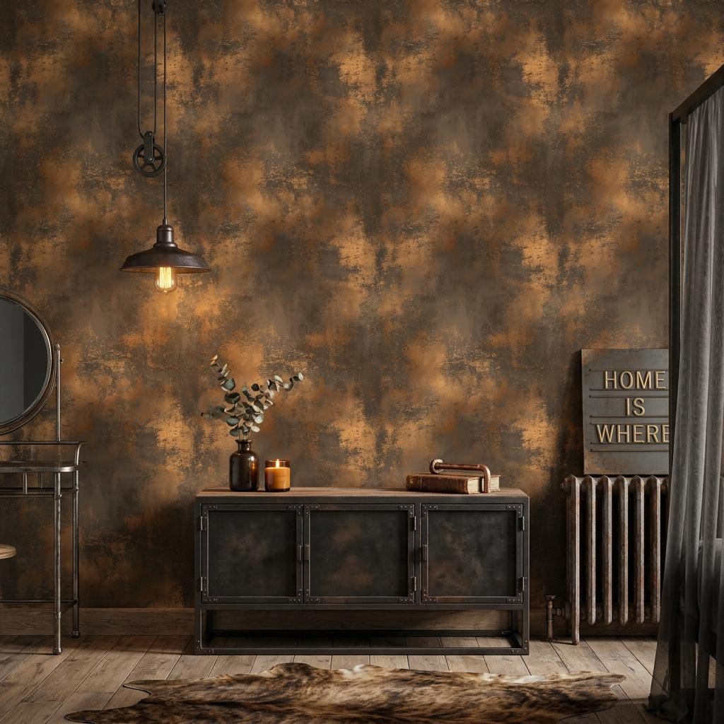 Metallic Grunge Wallpaper Distressed Texture Industrial Patina Wall Mural