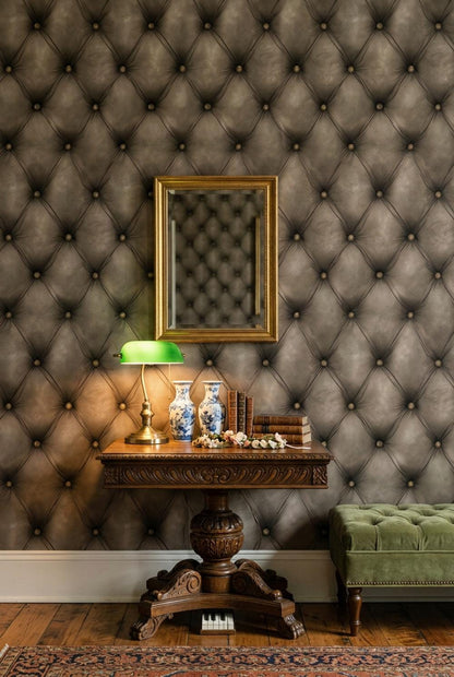 Tufted Leather Wallpaper Button Tufting Diamond Quilted Wall Mural