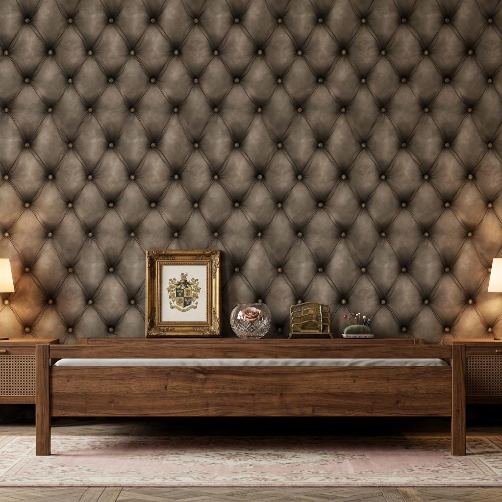 Tufted Leather Wallpaper Button Tufting Diamond Quilted Wall Mural