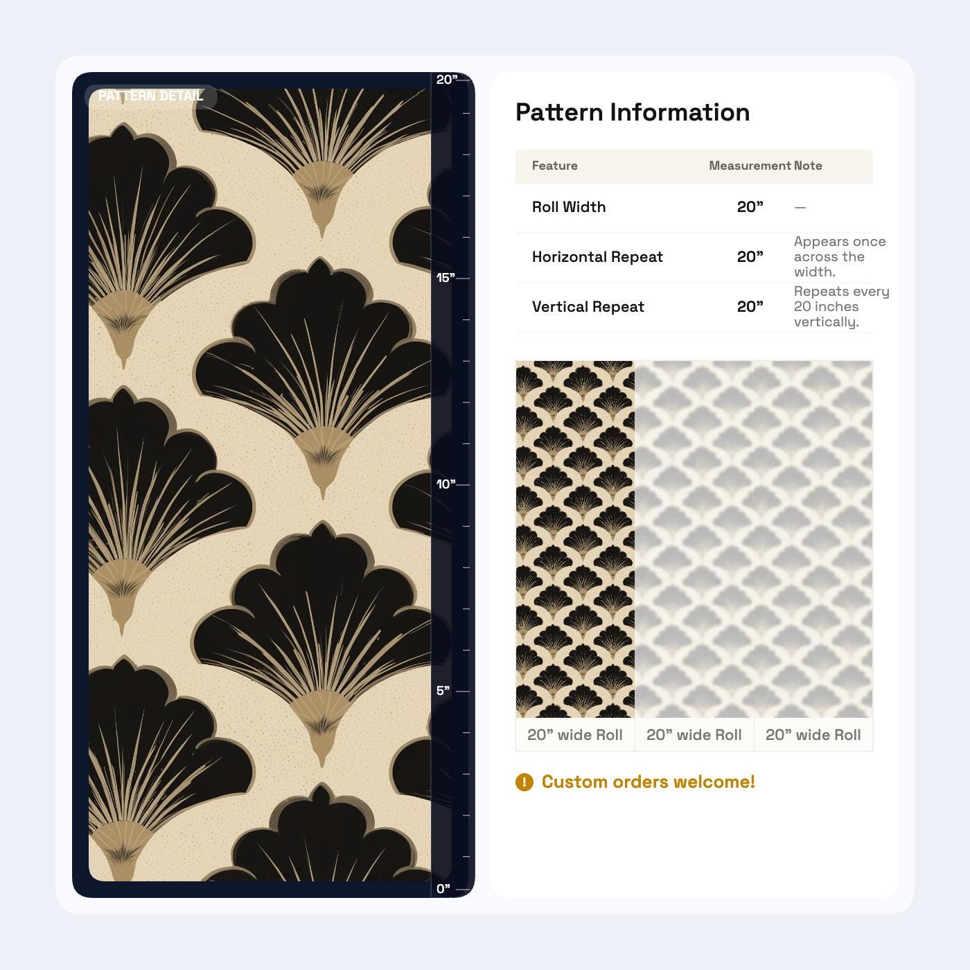 Art Deco Fan Pattern Wallpaper, Black Gold Wall Decor, Geometric Luxury Interior Design