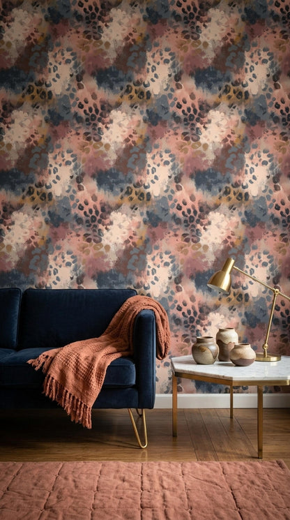 Abstract Painted Pattern Wallpaper, Modern Organic Wall Decor, Luxury Bedroom Interior Design