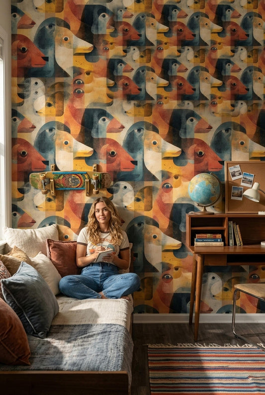 Abstract Artistic Wallpaper Modern Painterly Pattern Unique Contemporary Wall Decor