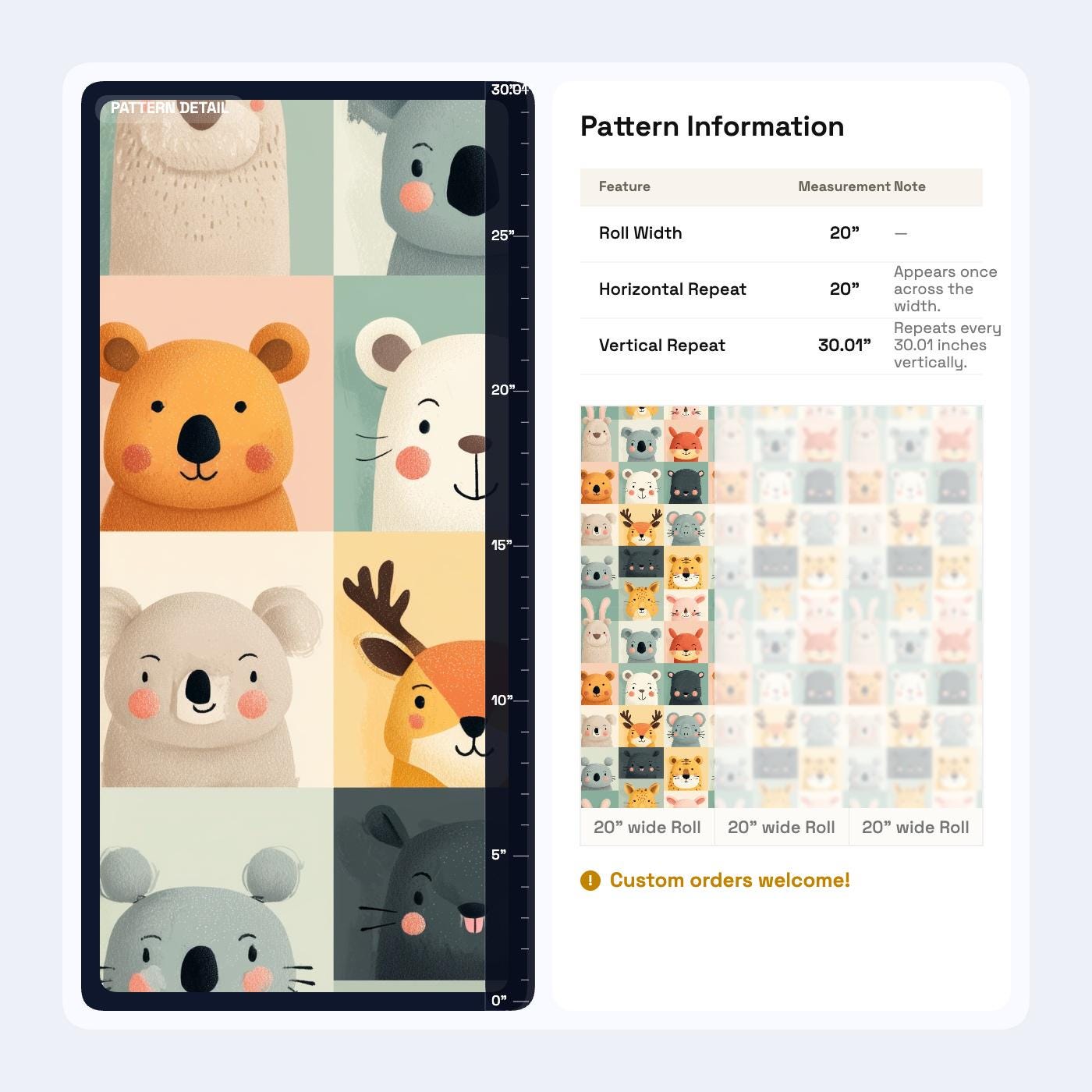 Scandinavian Kids Wallpaper Minimal Animal Pattern Neutral Nursery Wall Decor
