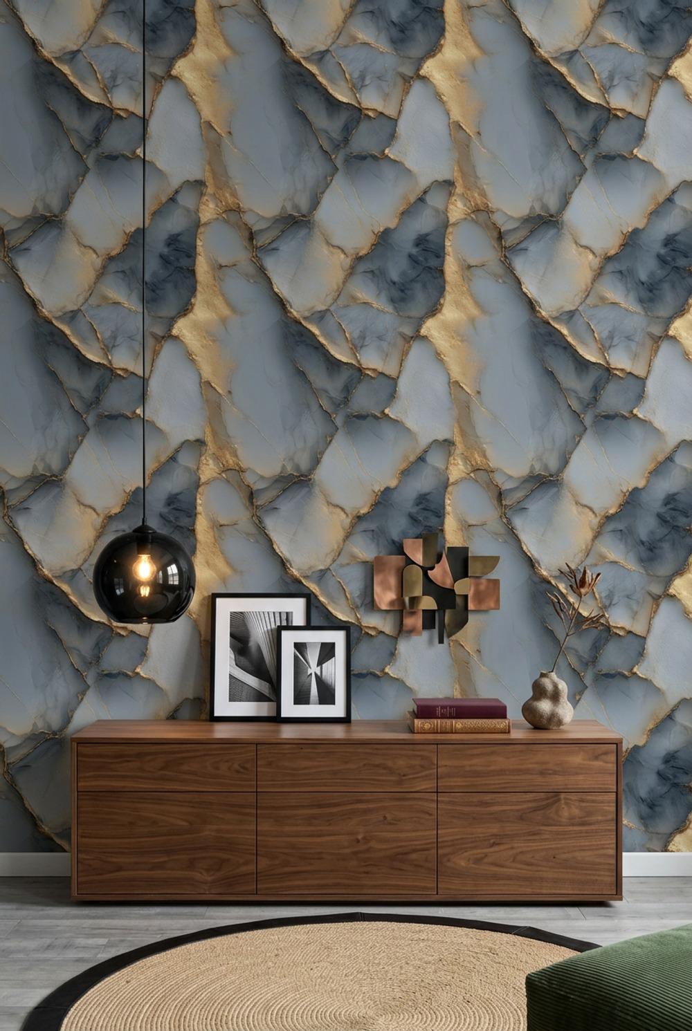 Abstract Marble Wallpaper Gold Veining Luxury Glam Wall Mural