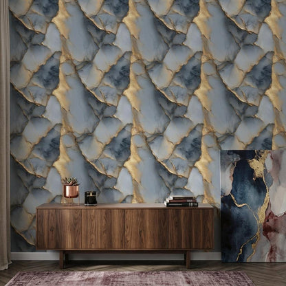 Abstract Marble Wallpaper Gold Veining Luxury Glam Wall Mural