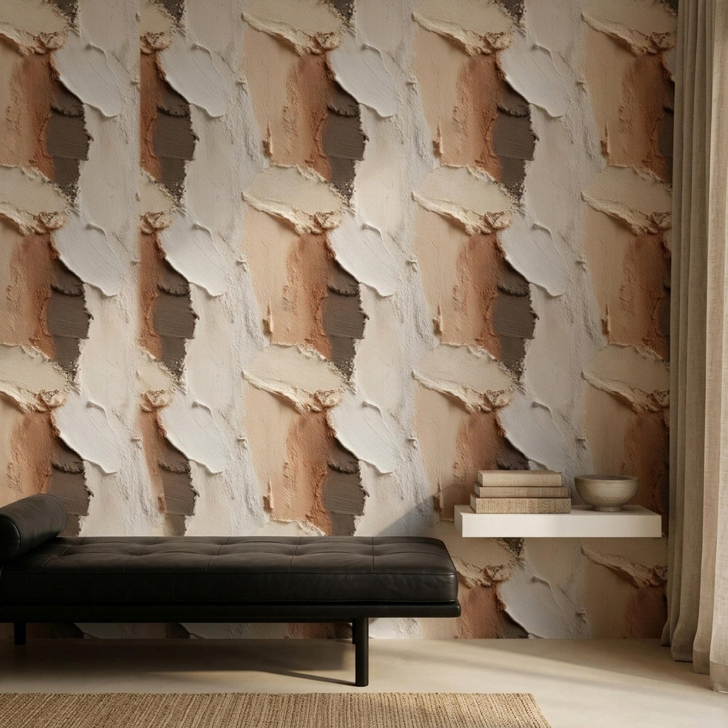 Textured Plaster Wallpaper Neutral Beige Wall Finish Minimal Modern Wall Decor
