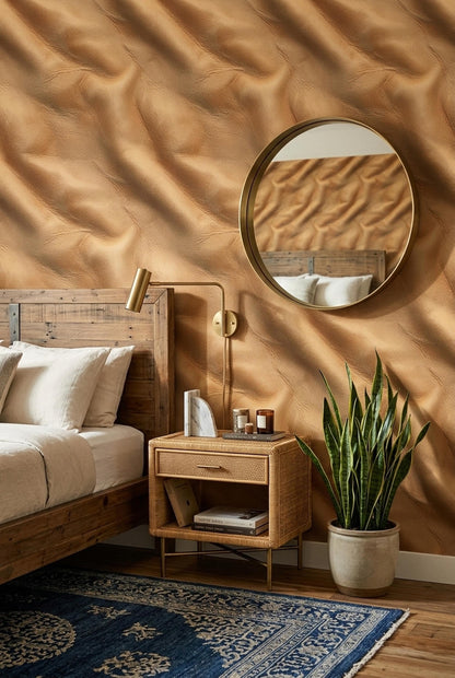 Faux Leather Texture Wallpaper Warm Neutral Wall Decor Luxury Minimal Interior Style