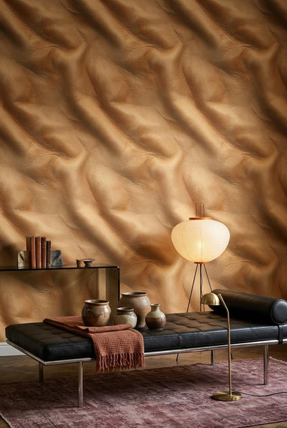 Faux Leather Texture Wallpaper Warm Neutral Wall Decor Luxury Minimal Interior Style