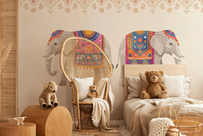 Boho Elephant Wallpaper Colorful Ethnic Nursery Decor Safari Kids Room Wall Mural