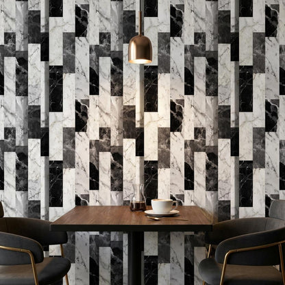 Modern Black Marble Wallpaper Geometric Pattern Luxury Removable Wall Decor Wallpaper