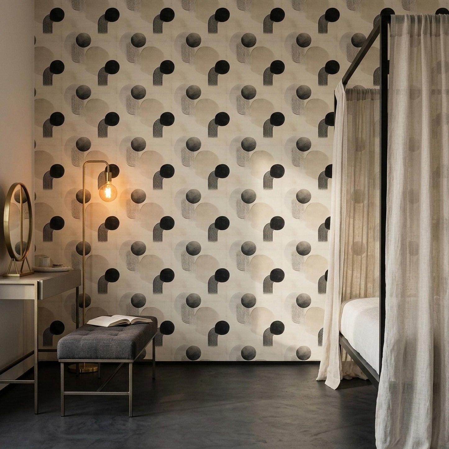 Minimal Geometric Wallpaper Neutral Abstract Bauhaus Pattern Japandi Wall Decor