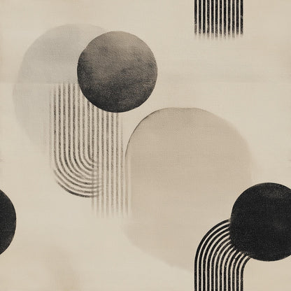 Minimal Geometric Wallpaper Neutral Abstract Bauhaus Pattern Japandi Wall Decor