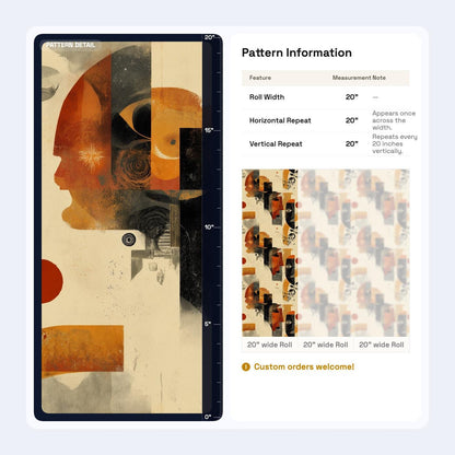 Abstract Face Wallpaper Modern Art Pattern Contemporary Portrait Wall Decor