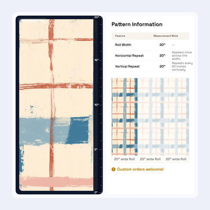 Abstract Grid Wallpaper Hand Painted Plaid Pattern Modern Brush Stroke Wall Decor