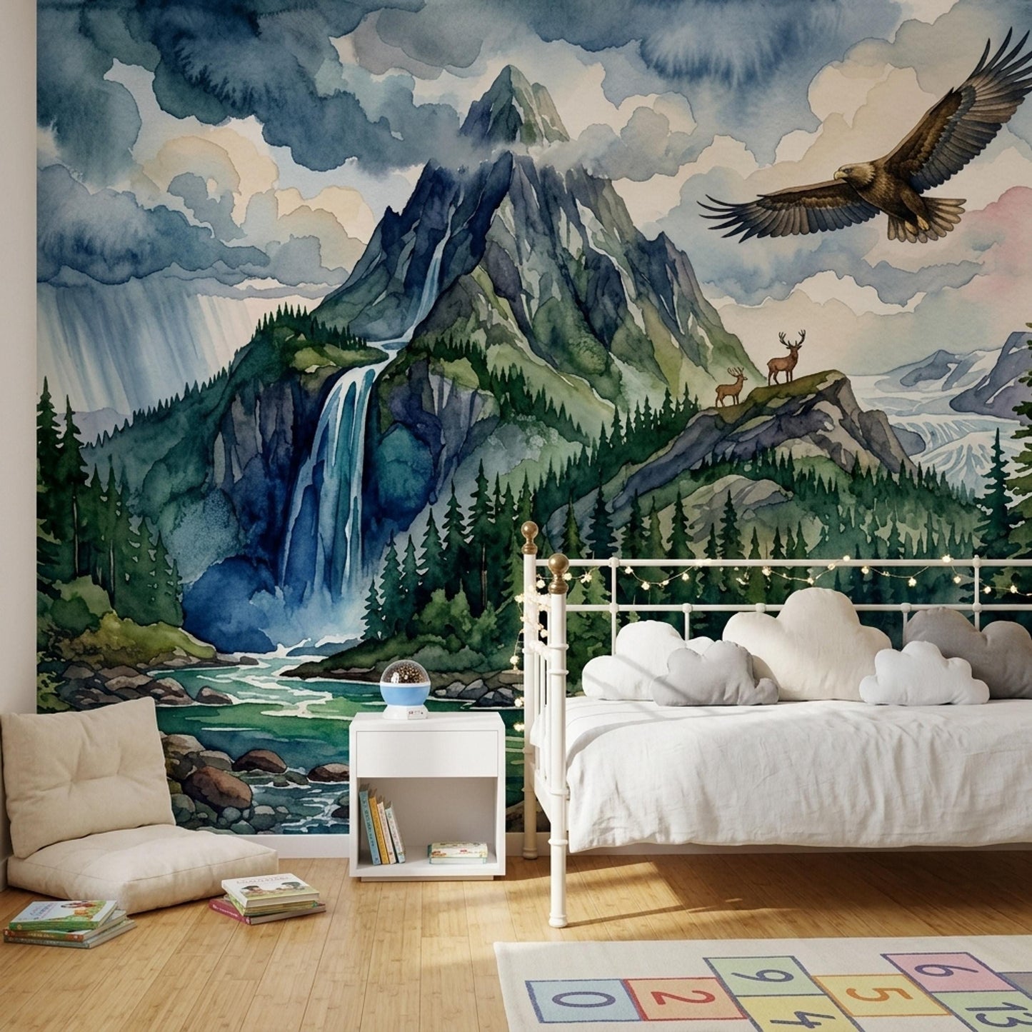 Mountain Wall Mural Waterfall Landscape Wallpaper Forest Nature Wall Decor Living Room Design
