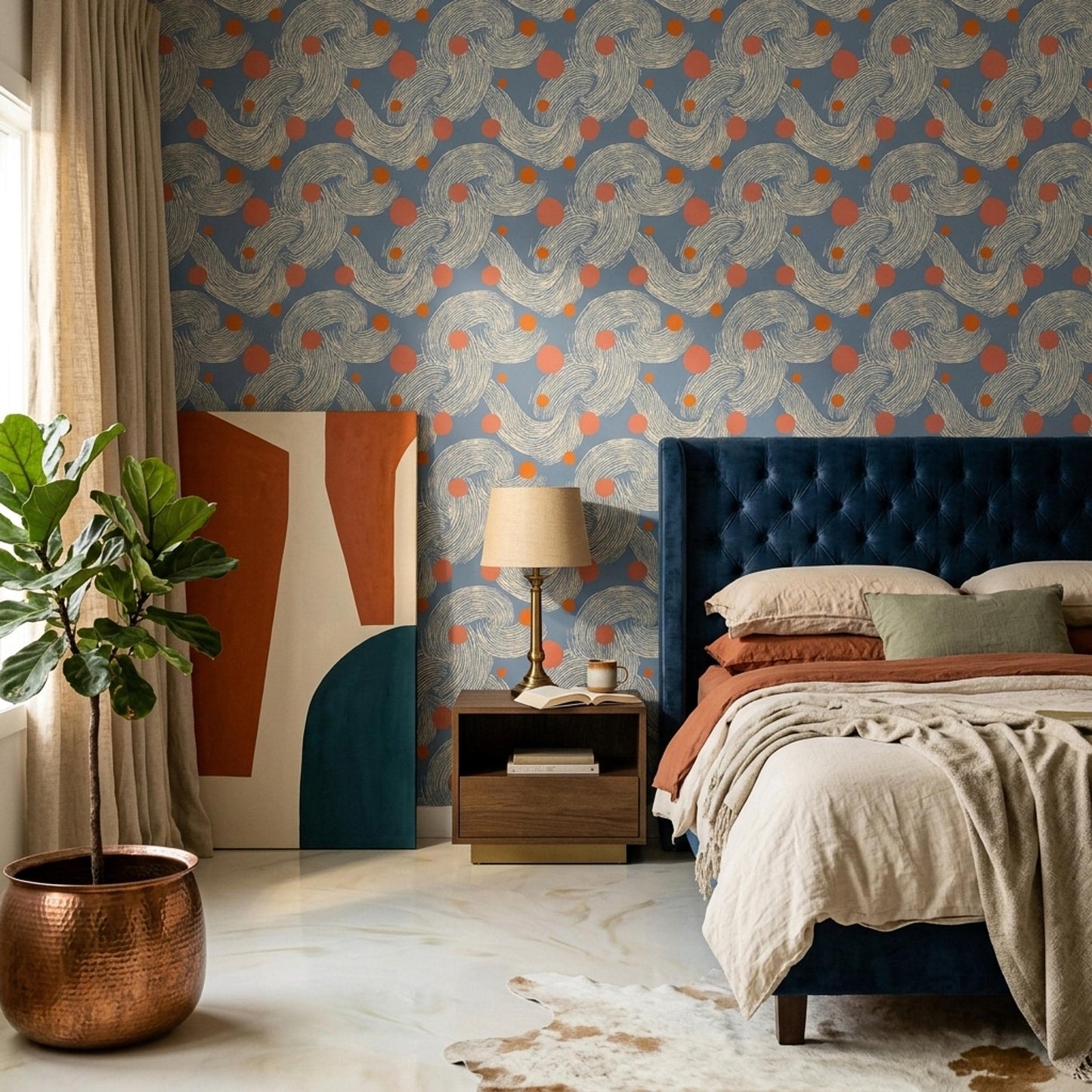 Artistic Brush Stroke Wallpaper Modern Pattern Wall Design Textured Abstract Home Decor
