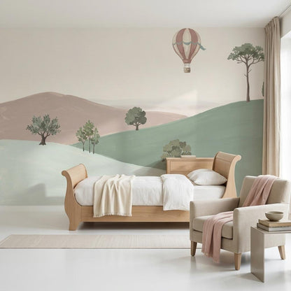 Minimal Landscape Wall Mural Scandinavian Style Calm Hills Wallpaper Soft Nature Wall Design