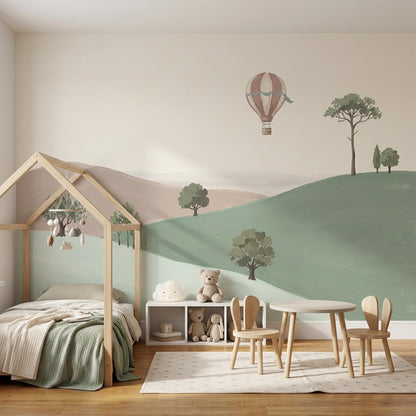 Minimal Landscape Wall Mural Scandinavian Style Calm Hills Wallpaper Soft Nature Wall Design