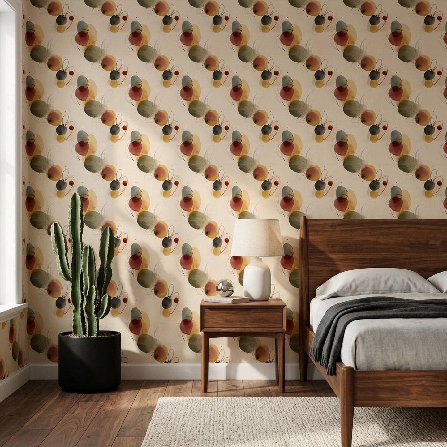Organic Shape Wallpaper Earth Tone Abstract Wall Design Modern Wabi Sabi Home Decor