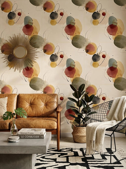 Organic Shape Wallpaper Earth Tone Abstract Wall Design Modern Wabi Sabi Home Decor