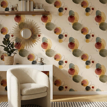 Organic Shape Wallpaper Earth Tone Abstract Wall Design Modern Wabi Sabi Home Decor