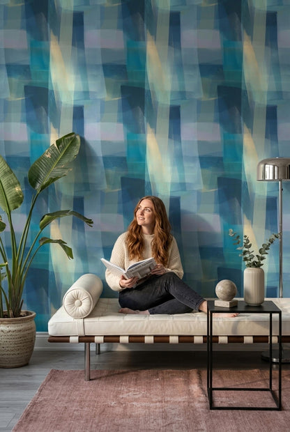 Blue Abstract Wallpaper Modern Geometric Wall Mural Contemporary Art Decor