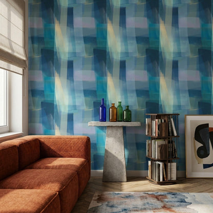 Blue Abstract Wallpaper Modern Geometric Wall Mural Contemporary Art Decor