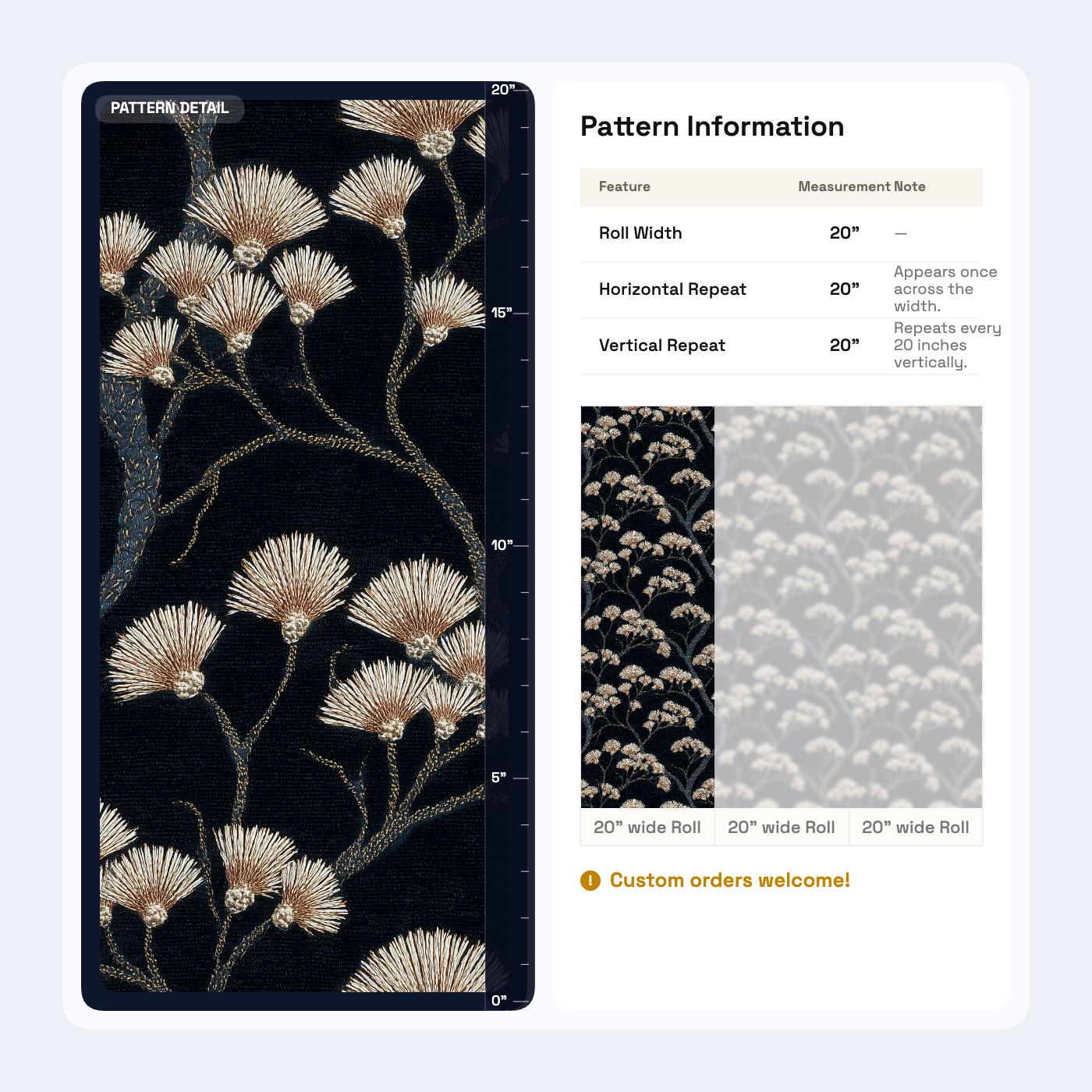 Dark Floral Wallpaper Gold Botanical Wall Mural Removable Luxury Black Nature Decor