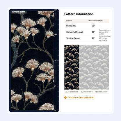 Dark Floral Wallpaper Gold Botanical Wall Mural Removable Luxury Black Nature Decor