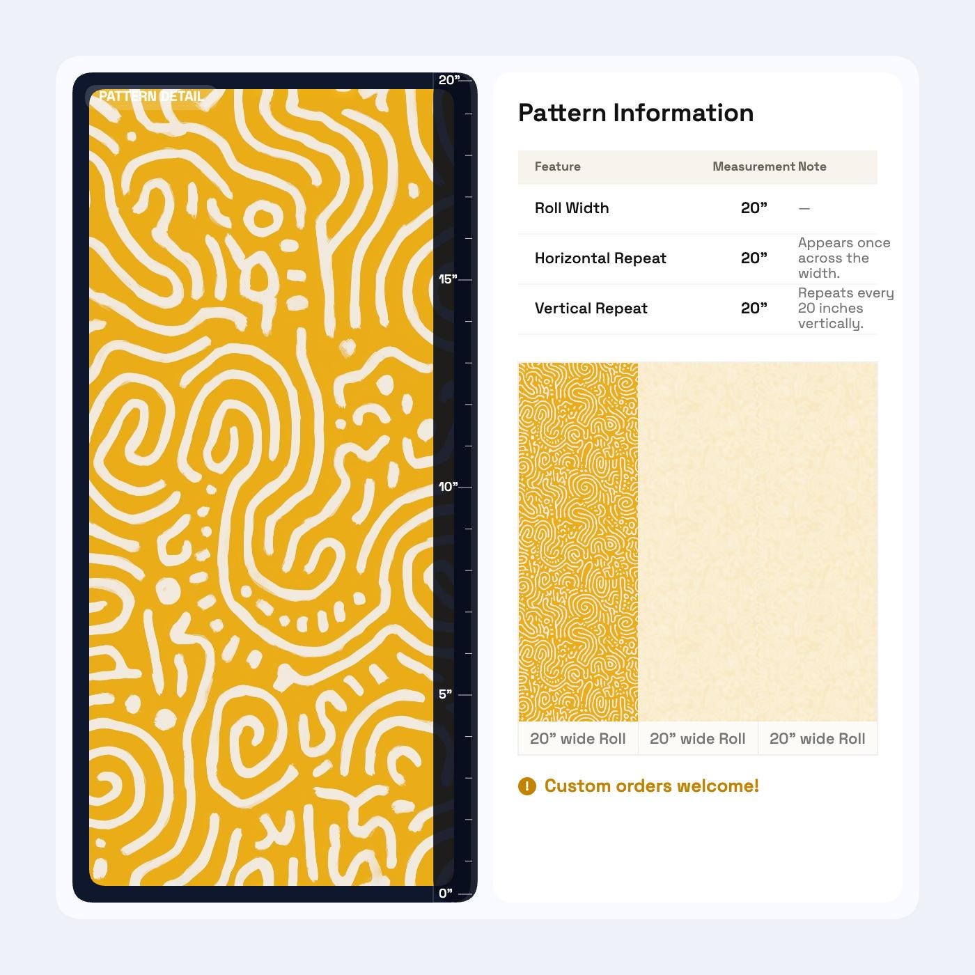 Abstract Squiggle Pattern Wallpaper Mustard Yellow Modern Seamless Repeat Retro Playful Wall Decor