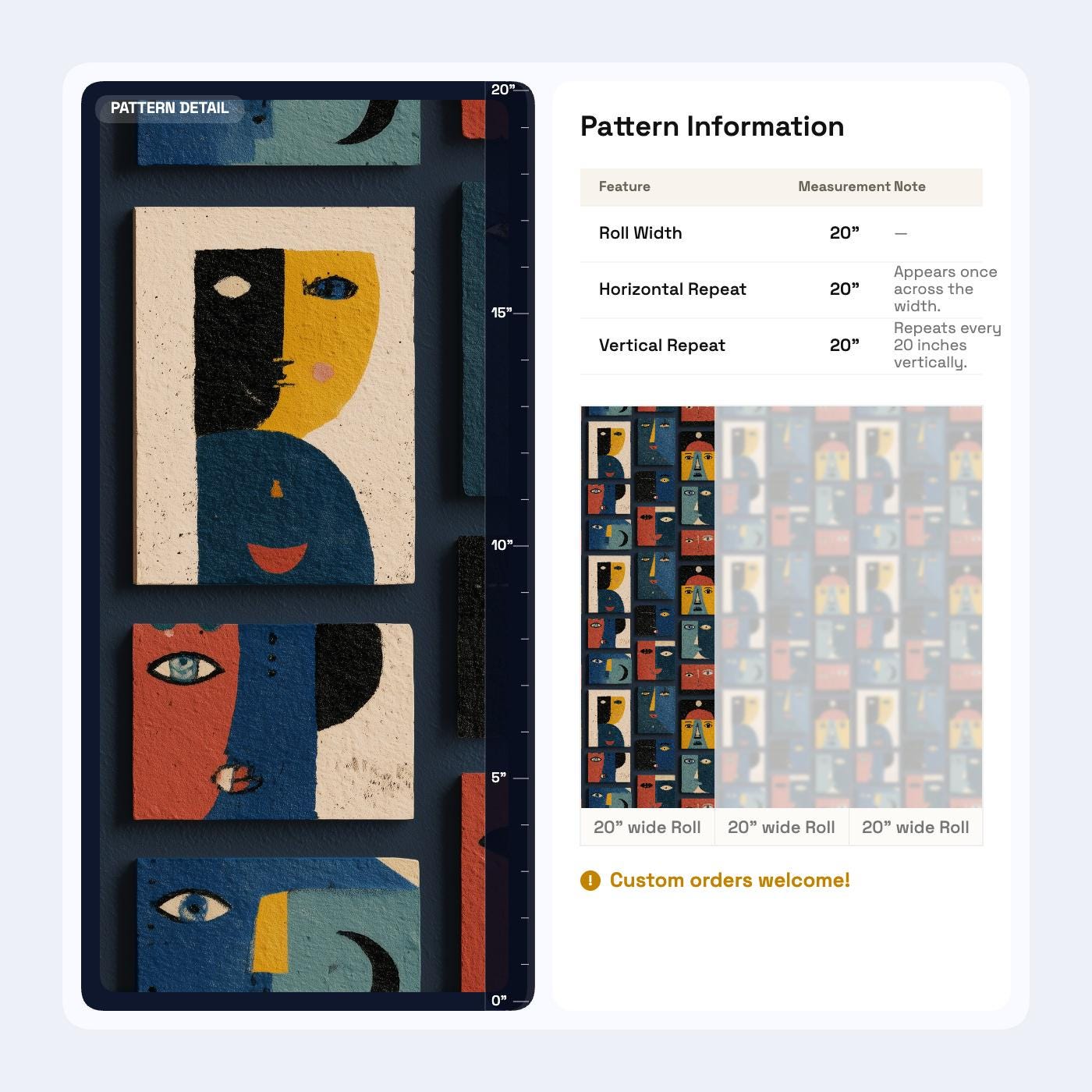 Abstract Faces Wallpaper Modern Art Pattern Cubist Portrait Seamless Repeat Wall Decor