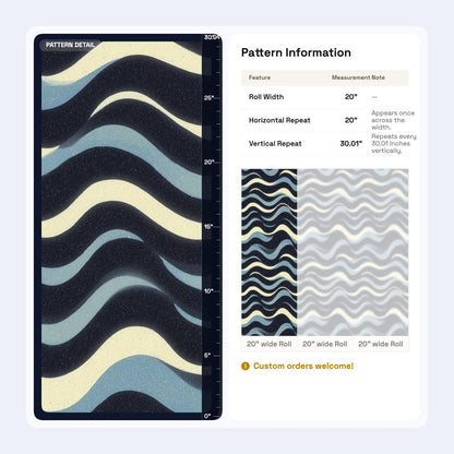 Navy Wave Wallpaper Modern Coastal Pattern Abstract Ocean Lines Minimal Wall Decor Repeat