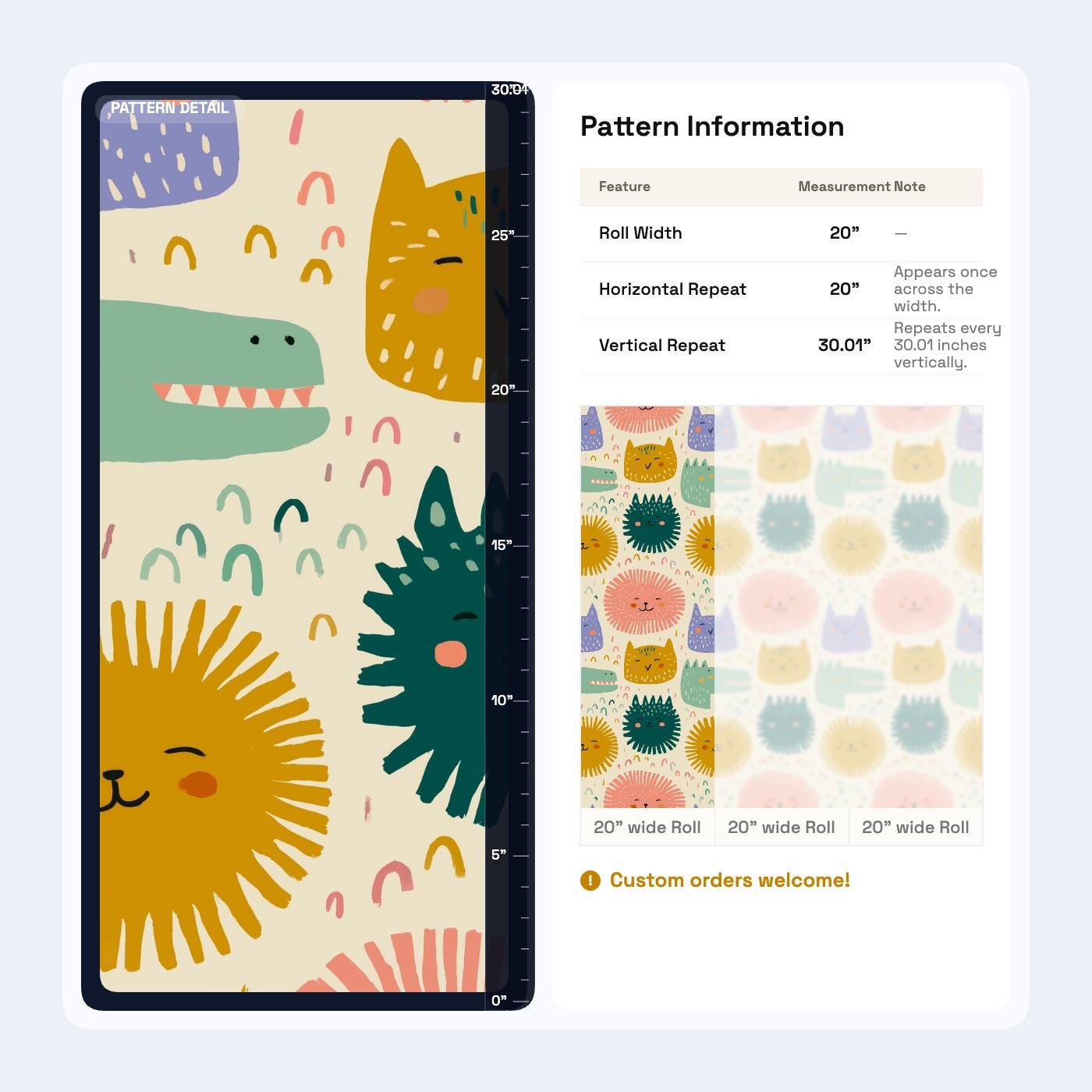 Playful Character Wallpaper for Nursery and Kids Room Modern Pattern Removable Wall Decor