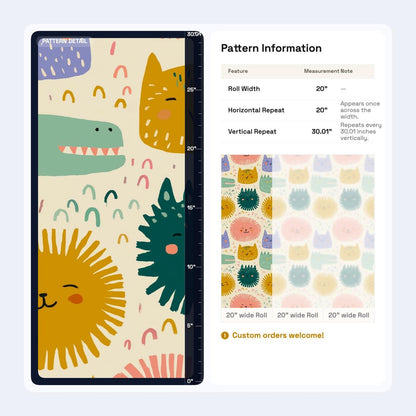 Playful Character Wallpaper for Nursery and Kids Room Modern Pattern Removable Wall Decor