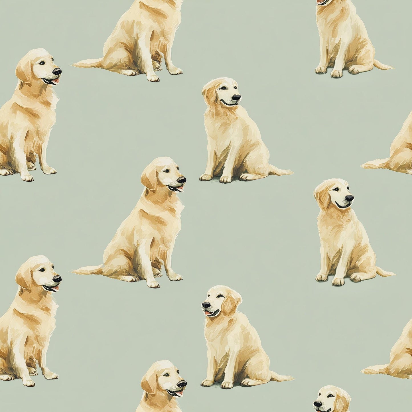 Golden Retriever Pattern Wallpaper Soft Green Dog Lover Wall Design Modern Decor