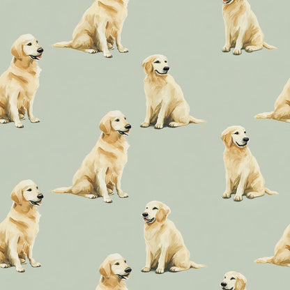 Golden Retriever Pattern Wallpaper Soft Green Dog Lover Wall Design Modern Decor