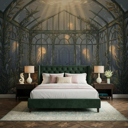 Underwater Wallpaper Mural, Ocean Jellyfish Wall Art, Artistic Nature Wall Decor