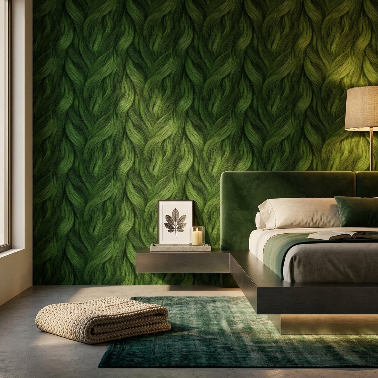 Emerald Flow Wallpaper Abstract Organic Texture Green Wave Pattern Modern Wall Design