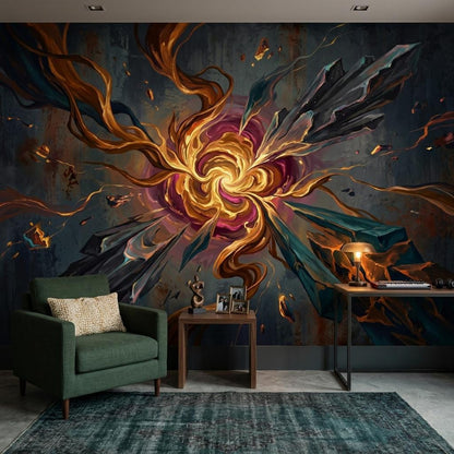 Abstract Explosion Wallpaper Mural, Modern Art Wall Decor, Bold Statement Wall Design