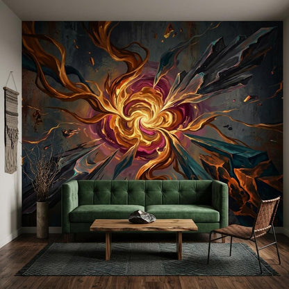 Abstract Explosion Wallpaper Mural, Modern Art Wall Decor, Bold Statement Wall Design