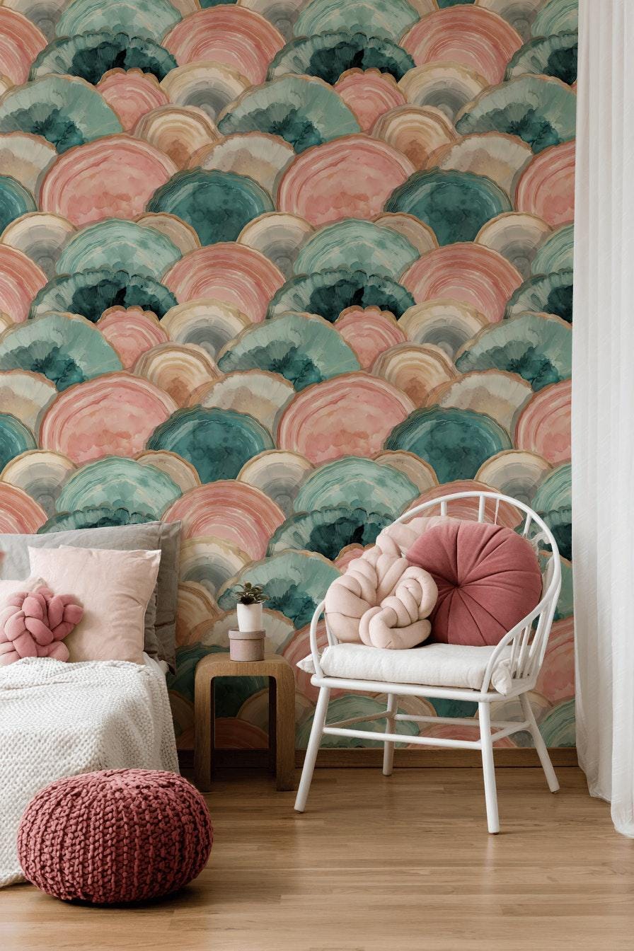 Abstract Marble Wave Wallpaper Fluid Art Pattern Pastel Geode Texture Modern Wall Decor